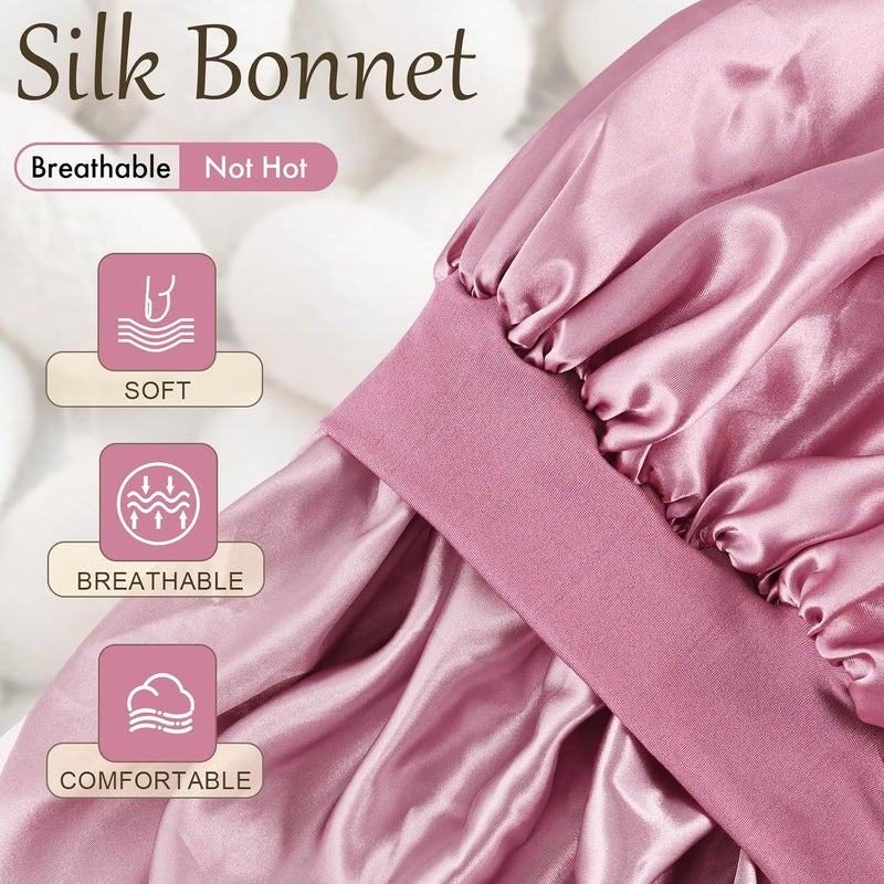 Doitory Store Satin Silk Bonnet for Sleeping, Soft Satin Lined Hair Bonnet for Women, Double Layer Sleep Nightcap - Image 2